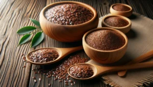 An image of whole and ground flaxseed for constipation.