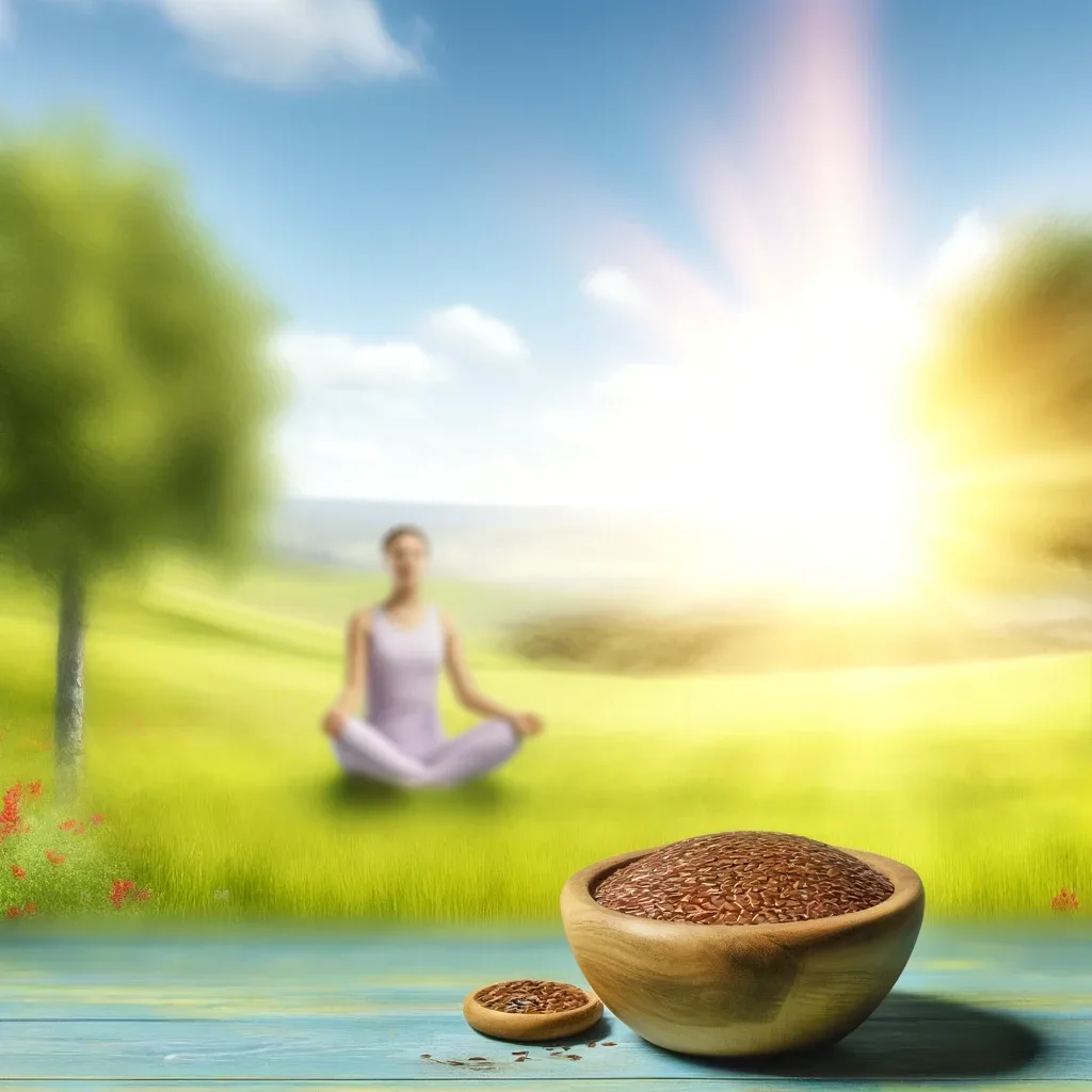 An image depicting positive mental health and flaxseeds.