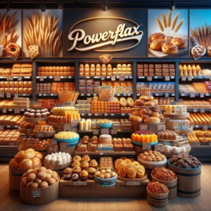 A bakery display featuring products made with Keto PowerFlax Baking Mix