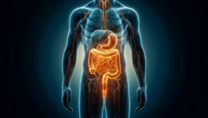An image of the human digestive system, depicting irritable bowel syndrome (IBS).