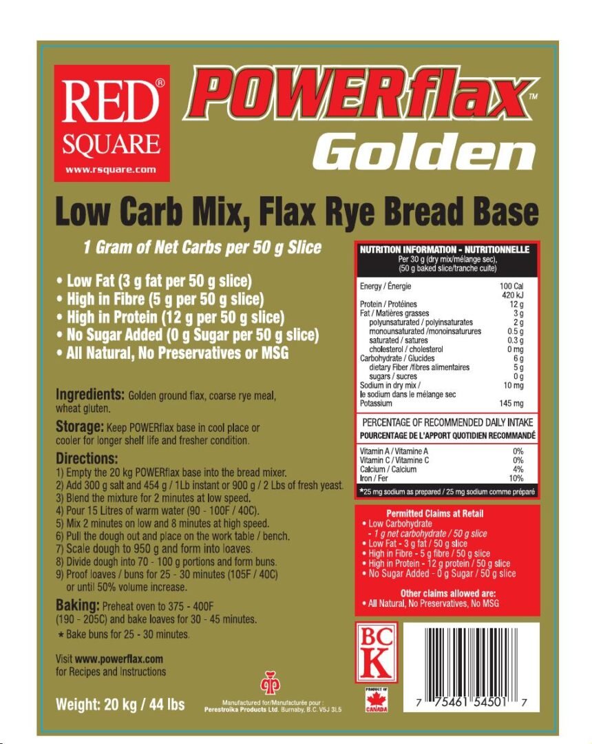 label for Keto PowerFlax Baking Mix, PowerFlax Golden