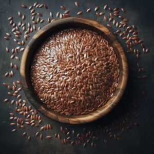 A bowl of whole flaxseed