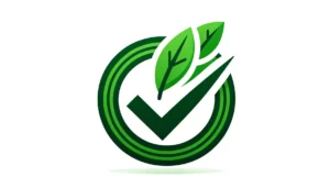 An image depicting the concept of clean label and eco-friendly, including a green check mark within a circle, and a leaf.