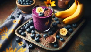 A blueberry flax seed smoothie