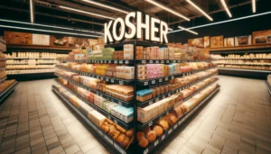 An attractive grocery store display of kosher bakery items.
