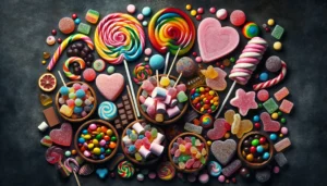 An array of sugary candies and lollypops