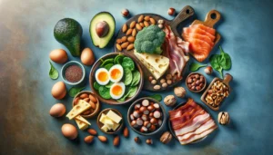 A display of ketogenic diet foods