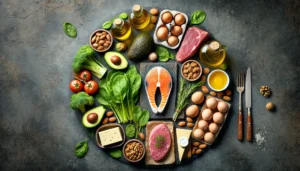 An attractive display of foods allowed on the keto diet for MS.